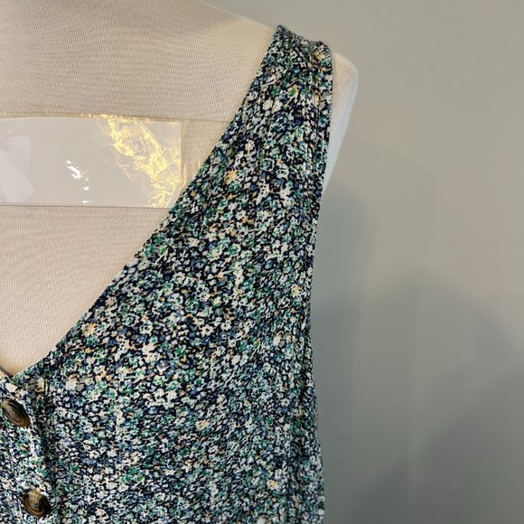 AMERICAN EAGLE Blue Floral Button Down Maxi Sleeveless Dress (L) - Picture 7 of 15